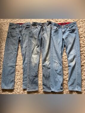 3 pair: Boys size 14 Levi's Light Blue Straight Jeans -Faded Denim Wash